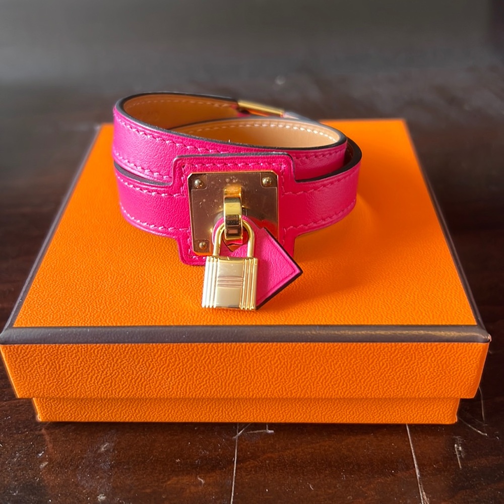 Authentic Hermes leather bracelet Rose Mexico